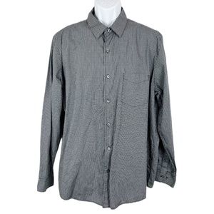 Tasso Elba Dress Shirt Men XXL Gray White Geometric Long Sleeve Button Down